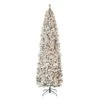 First Traditions Pre-Lit Acacia Flocked Tree Slim Christmas Tree, Clear Incandescent Lights, Plug In, 9 Ft