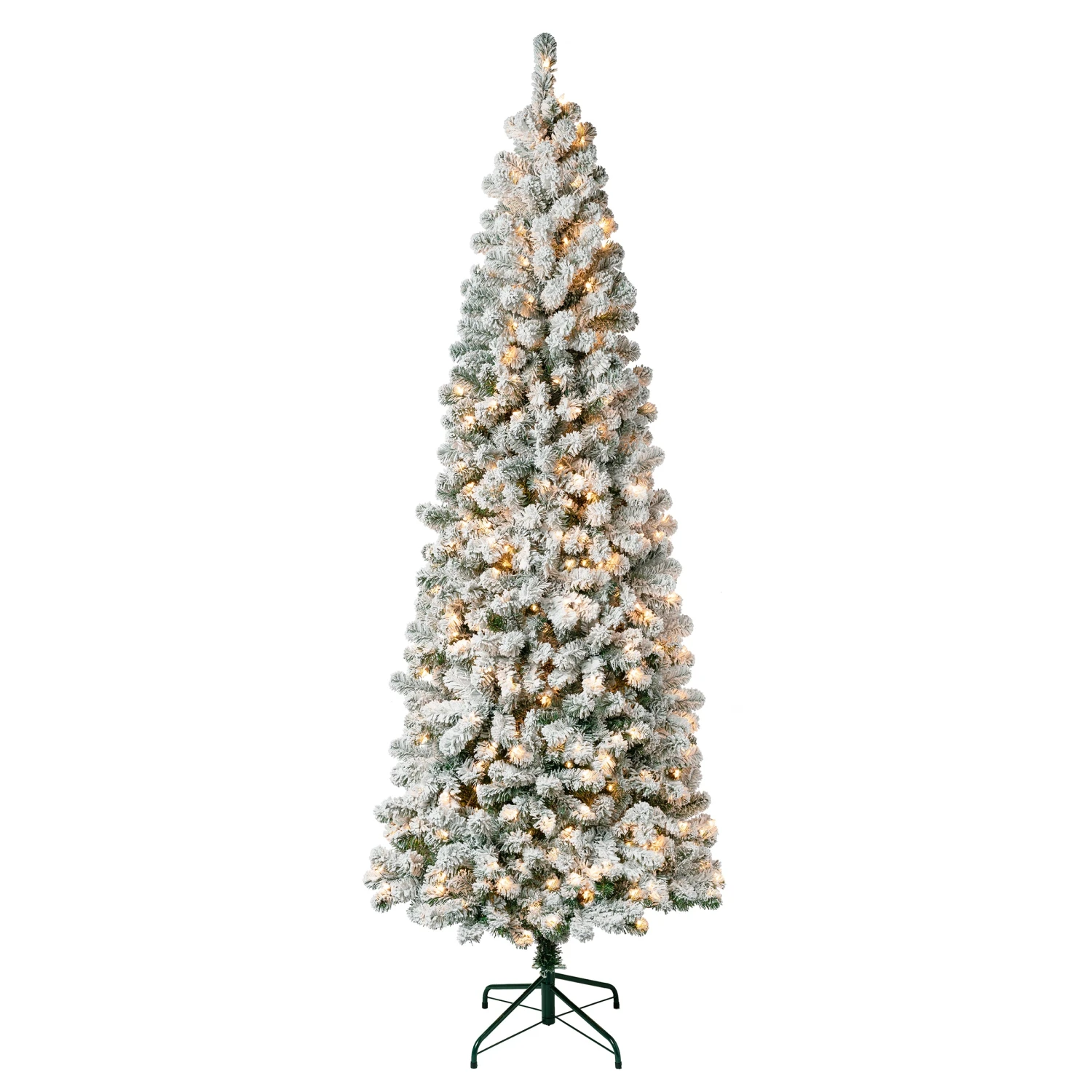 First Traditions Pre-Lit Acacia Flocked Tree Medium Christmas Tree, Clear Incandescent Lights, Plug In, 7.5 Ft 1 First Traditions Pre-Lit Acacia Flocked Tree Medium Christmas Tree, Clear Incandescent Lights, Plug In, 7.5 Ft