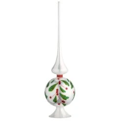 National Tree Company 15" Holly Leaves Glass Christmas Tree Topper