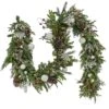 National Tree Company Pre Lit Artificial Garland, Alpine, Green, Decorated With White Ball Ornaments, Snow Flakes, Berry Clusters, Warm White LED Lights, Battery Powered, Christmas Collection, 9 Feet