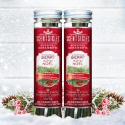 Scented Ornaments, 2-Pack- 6ct Bottle, Christmas Berry, Fragrance-Infused Paper Sticks