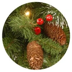 Pre-Lit Artificial Christmas Wreath, Green, Crestwood Spruce, White Lights, Decorated With Pine Cones, Berry Clusters, Christmas Collection, 24 Inches -National Tree Company Crestwood Spruce3