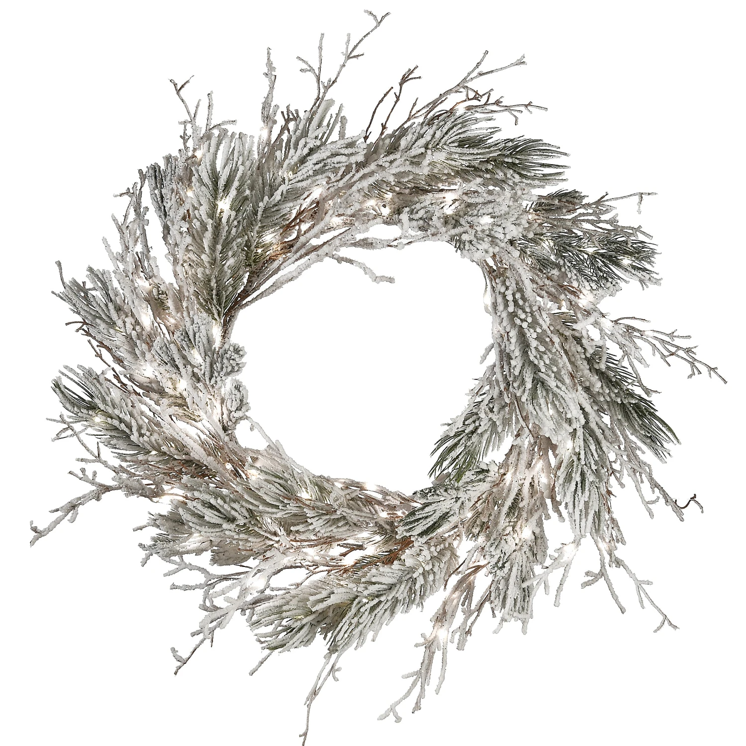 National Tree Company 24" Pre-Lit Snowy Twig Wreath 1 National Tree Company 24" Pre-Lit Snowy Twig Wreath