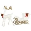 National Tree Company Pre Lit Sisal Reindeer And Sleigh Decoration, Cool White LED Lights, Plug In, Christmas Collection, 48 Inches