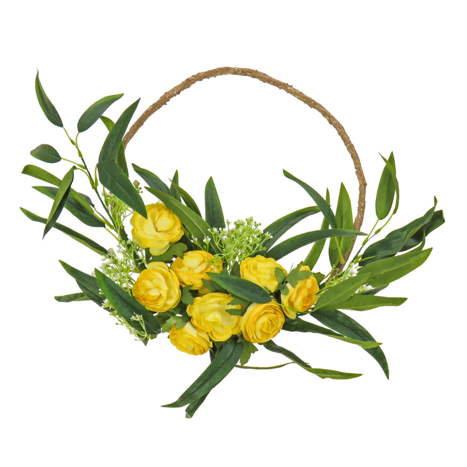 National Tree Company Artificial Wreath Decoration, Yellow, Thick Stem Base, Decorated With Buttercup Blooms, Baby's Breath, Flowing Green Stems, Spring Collection, 16 Inches 1 National Tree Company Artificial Wreath Decoration, Yellow, Thick Stem Base, Decorated With Buttercup Blooms, Baby's Breath, Flowing Green Stems, Spring Collection, 16 Inches