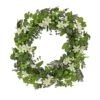 National Tree Company Artificial Wreath Decoration, Green, Woven Branch Base, Decorated With Mixed Flower Blooms, Flowing Green Stems, Spring Collection, 24 Inches