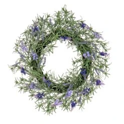 National Tree Company Artificial Wreath Decoration, Purple, Woven Branch Base, Decorated With Lavender, Rosemary, Flowing Green Stems, Spring Collection, 19 Inches