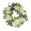 National Tree Company Artificial Wreath Decoration, Blue, Woven Branch Base, Decorated With Dahlia, Peony And Hydrangea Blooms, Seed Pods, Flowing Green Stems, Spring Collection, 24 Inches