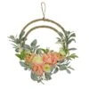 National Tree Company Artificial Wreath Decoration, Pink, Woven Hoop Ring Base, Decorated With Peony, Rose And Lamb's Ear Flower Blooms, Seed Pods, Flowing Green Stems, Spring Collection, 18 Inches