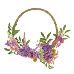 National Tree Company Artificial Wreath Decoration, Purple, Woven Hoop Ring Base, Decorated With Lavender, Mini Blossoms, Flowing Green Stems, Spring Collection, 16 Inches
