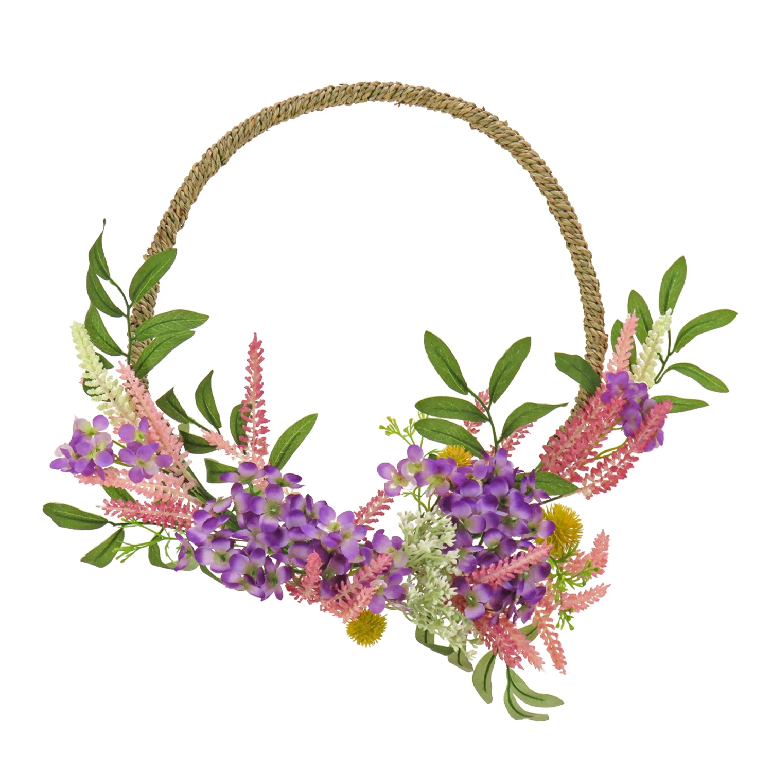 National Tree Company Artificial Wreath Decoration, Purple, Woven Hoop Ring Base, Decorated With Lavender, Mini Blossoms, Flowing Green Stems, Spring Collection, 16 Inches 1 National Tree Company Artificial Wreath Decoration, Purple, Woven Hoop Ring Base, Decorated With Lavender, Mini Blossoms, Flowing Green Stems, Spring Collection, 16 Inches