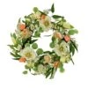 National Tree Company Artificial Wreath Decoration, Pink, Woven Branch Base, Decorated With Tulip Blooms, Poppies, Buttercup Blossoms, Flowing Green Stems, Spring Collection, 22 Inches