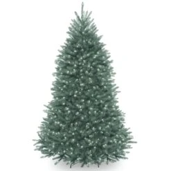 National Tree Company Pre-Lit Artificial Full Christmas Tree, Blue, Dunhill Fir, White Lights, Includes Stand, 7 Feet