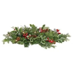 National Tree Company First Traditions 24" Pre-Lit Holly Berry Centerpiece