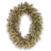 National Tree Company Pre-Lit Artificial Christmas Oval Wreath, Green, Glittery Bristle Pine, White Lights, Decorated With Pine Cones, Frosted Branches, Christmas Collection, 21 Inches