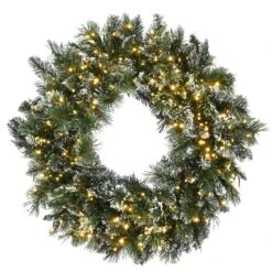 National Tree Company 30" Glittery Bristle Pine Wreath With Dual Color® LED Cosmic Lights®