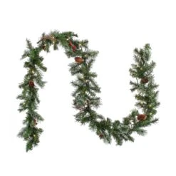 National Tree Company 9'x10" Glistening Pine Garland With Pine Cones And Red Berries