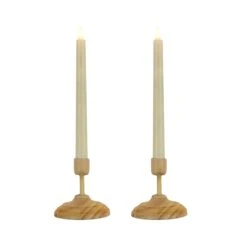 National Tree Company HGTV Home Collection Flameless Heritage Candle Pair, Natural Base