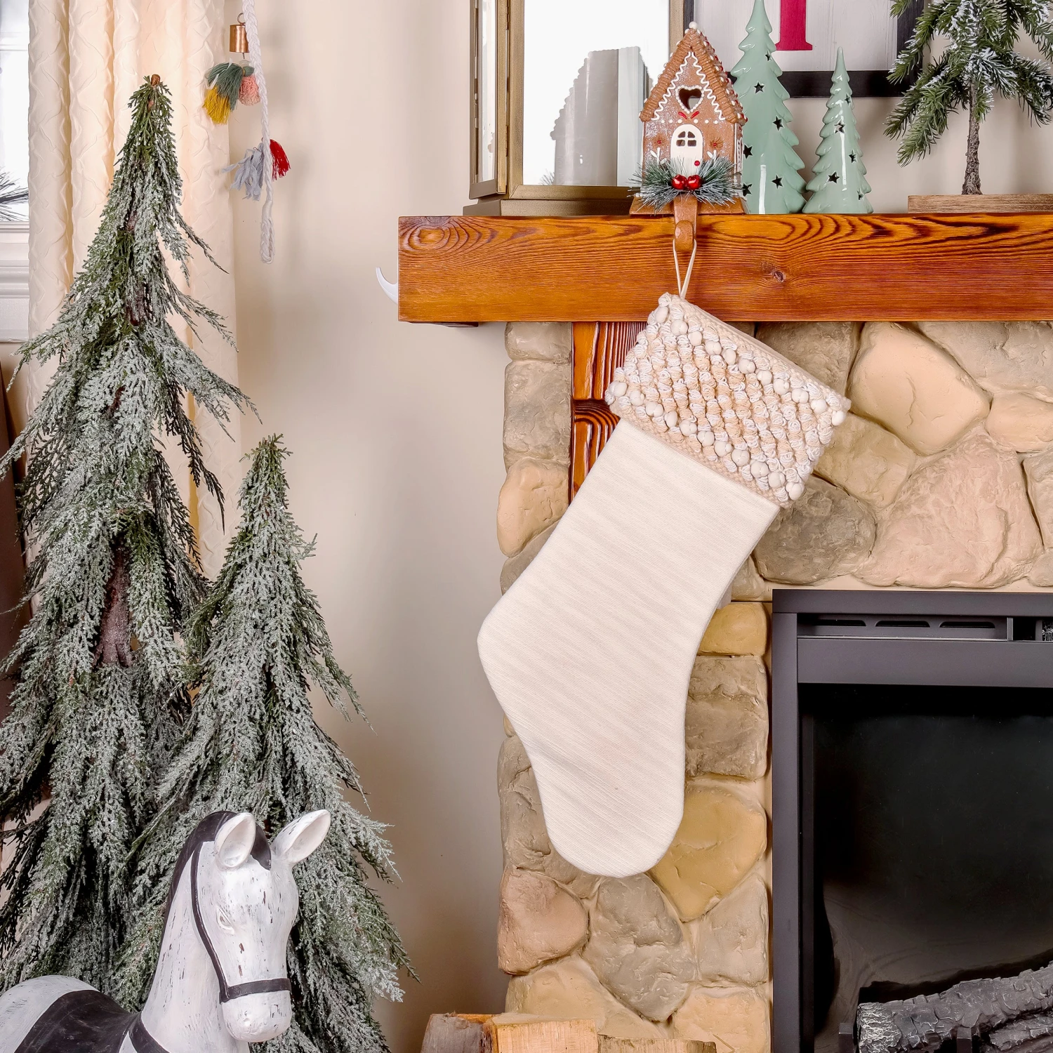 National Tree Company 20" HGTV Home Collection Textured Cuff Stocking, Ivory 2 National Tree Company 20" HGTV Home Collection Textured Cuff Stocking, Ivory - Image 2