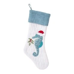 National Tree Company 20" HGTV Home Collection Embroidered Blue Seahorse Stocking