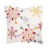 National Tree Company HGTV Home Collection Velvet Snowflake Embroidery Pillow With Polyfill, White, 18 In