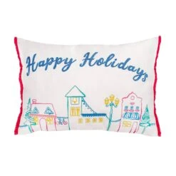 National Tree Company 20" HGTV Home Collection Embroidered Happy Holidays Pillow