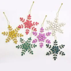 National Tree Company 6 Piece HGTV Home Collection Beaded Snowflake Ornaments -National Tree Company HGT93 XST25013A 3