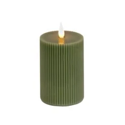 National Tree Company 3x7 HGTV Home Collection Flameless Georgetown Pillar Candle, Dk Green