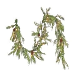 National Tree Company 6 Ft. HGTV Home Collection Pre-Lit Cozy Winter Cedar Garland