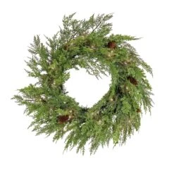 National Tree Company 26" HGTV Home Collection Pre-Lit Cozy Winter Cedar Wreath