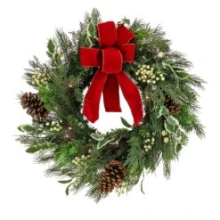 National Tree Company 22" HGTV Home Collection Pre-Lit Holly And Berry Wreath