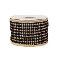 National Tree Company 3" HGTV Home Collection Carmel Jacquard Double-Sided Ribbon, Black