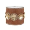 National Tree Company 4" HGTV Home Collection Sequin Beaded Taffeta Ribbon, Brown