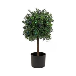 National Tree Company 2 Ft. Boxwood Single Ball Topiary With Multi-Function LED Lights
