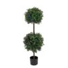 National Tree Company 46" Boxwood Double Ball Topiary With Multi-Function LED Lights