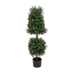 National Tree Company 4 Ft. Boxwood Cone And Ball Topiary With Multi-Function LED Lights