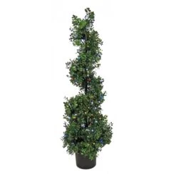 National Tree Company 4 Ft. Boxwood Spiral Topiary With Multi-Function LED Lights