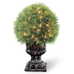 National Tree Company Pre-Lit 27" Artificial Upright Juniper Ball Topiary