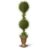 National Tree Company 60" Mini Tea Leaf 2 Ball Topiary With Black And Gold Urn