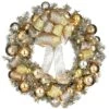 National Tree Company, Pre-Lit Artificial Christmas Wreath, Gold Ornament Metallic, With Warm White LED Lights, Battery Powered, 28 In