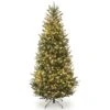 National Tree Company Pre-Lit Artificial Slim Christmas Tree, Green, Natural Fraser Fir, White Lights, Includes Stand, 7 Feet