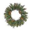National Tree Company First Traditions Collection, 24" Pre-Lit Artificial North Conway Wreath With Glittery Cones And Eucalyptus