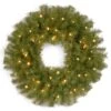 National Tree Company Pre-Lit Artificial Christmas Wreath, Green, Norwood Fir, Dual Color LED Lights, Christmas Collection, 24 Inches
