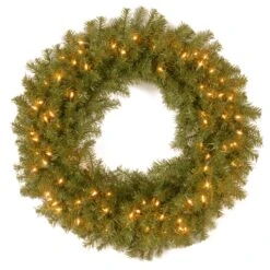 National Tree Company Pre-Lit Artificial Christmas Wreath, Green, Norwood Fir, Dual Color LED Lights, Christmas Collection, 36 Inches