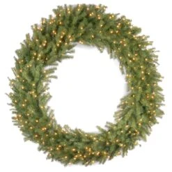 National Tree Company Pre-Lit Artificial Christmas Wreath, Green, Norwood Fir, White Lights, Christmas Collection, 60 Inches