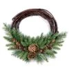 National Tree Company Artificial Christmas Wreath, Green, Grapevine, White Lights, Decorated With Pine Cones, Evergreen Branches Christmas Collection, 16 Inches