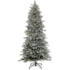 National Tree Company 7 Ft Pre-Lit Snowy Calton Pine Tree With LED Lights