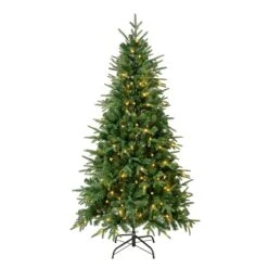 National Tree Company First Traditions Pre-Lit Duxbury Christmas Tree With Hinged Branches, Warm White LED Lights, Plug In, 6 Ft