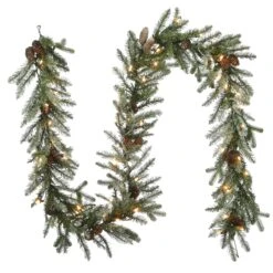 National Tree Company 9 Ft. Snowy Morgan Spruce Garland With Clear Lights
