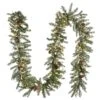 National Tree Company Pre-Lit Artificial Christmas Garland, Green, Morgan Spruce, White Lights, Decorated With Pine Cones, Snowy Branches, Plug In, Christmas Collection, 9 Feet